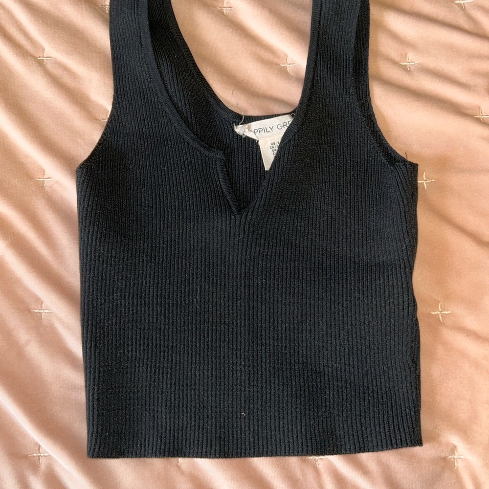 Black Ribbed Sleeveless Top
